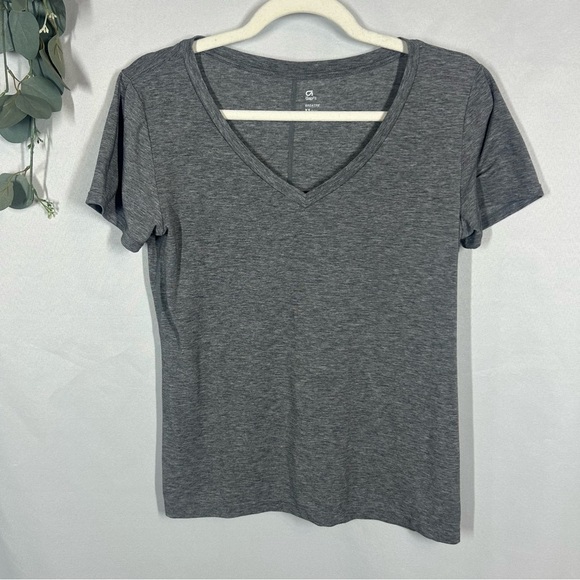 Gap Fit | Short Sleeve Top V Neck Gray Breathe Athleisure Women’s Size XS Petite - Picture 1 of 9